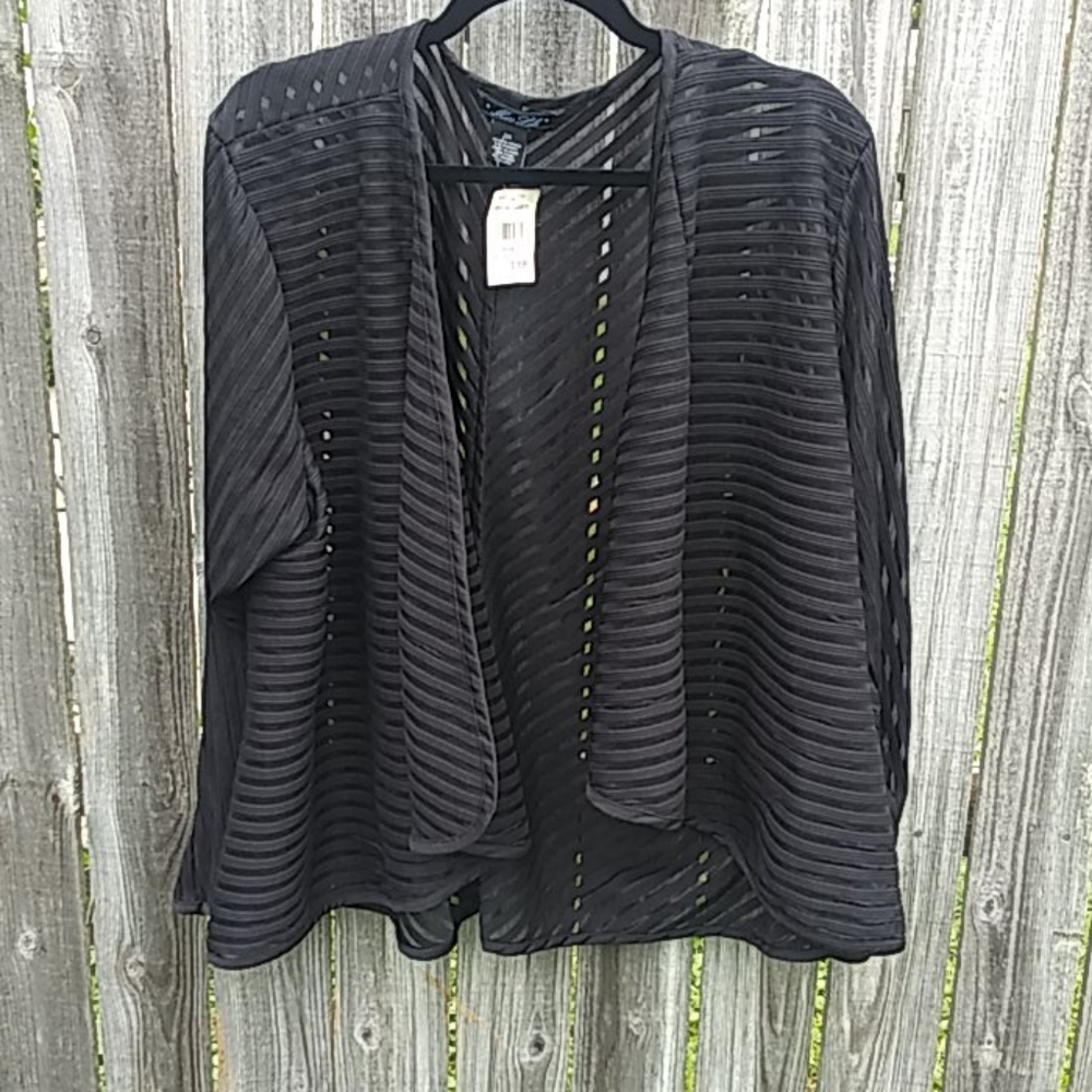 Miss Lili Black Open-Front Cardigan